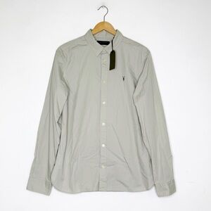 AllSaints Hawthorne Ramskull Shirt Men’s Large Beach Sage Green NWT Long Sleeve